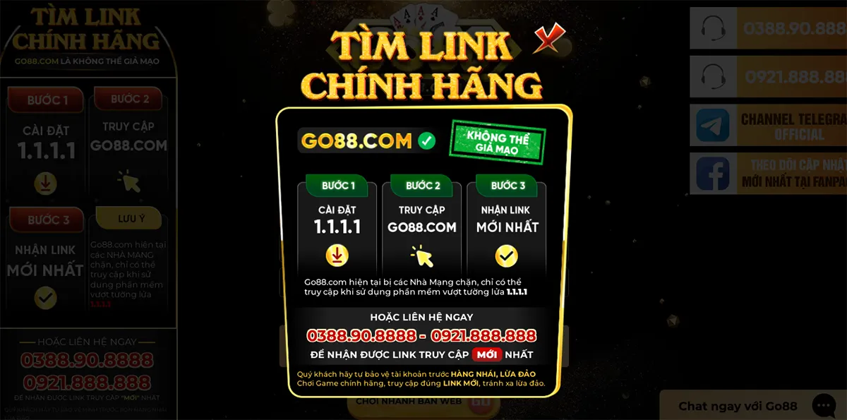 Vào link chính hãng Go88 Online để trải nghiệm game Liêng