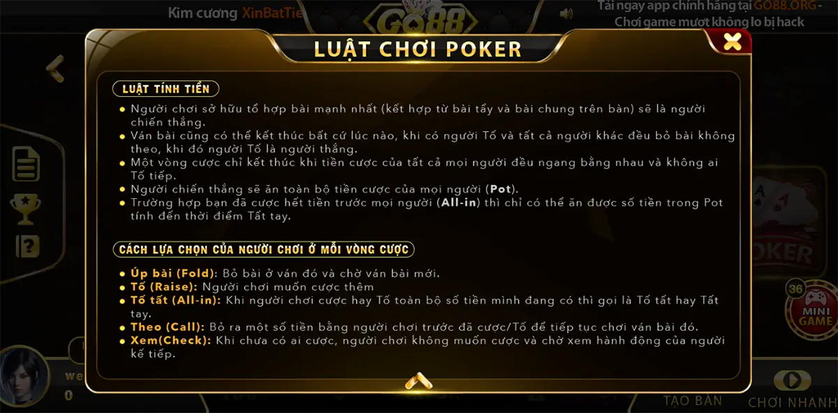 Thông tin quan trọng khi cược game Poker online 