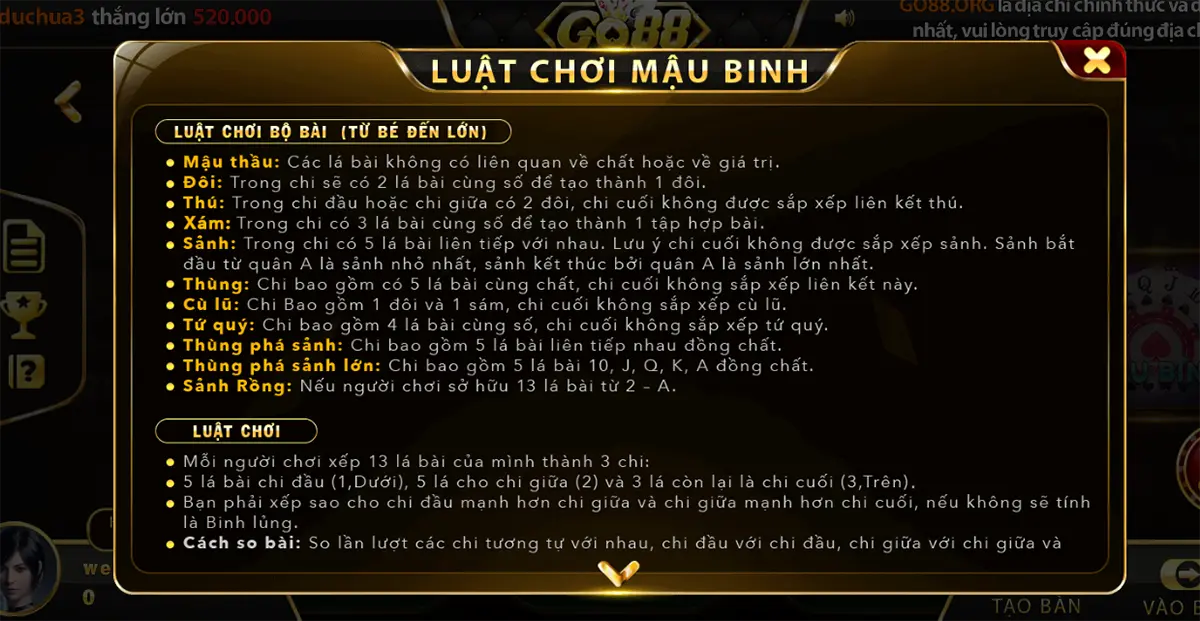 Cách chơi Mậu Binh Go88 từ các chuyên gia cá cược