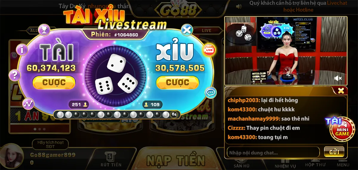 Tài xỉu livestream - Loại hình giải trí chất lượng bậc nhất Go 88 