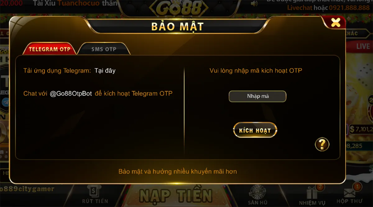 Tối đa bảo mật tại Go88 Online