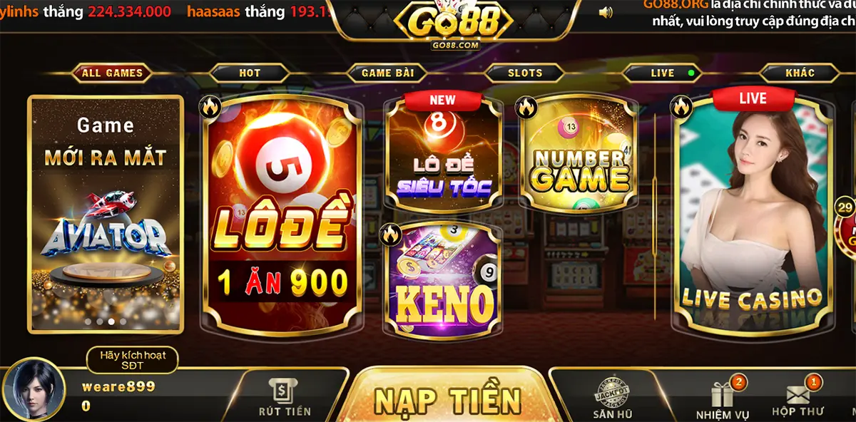 Các tính năng ưu việt tại Live Casino Go88