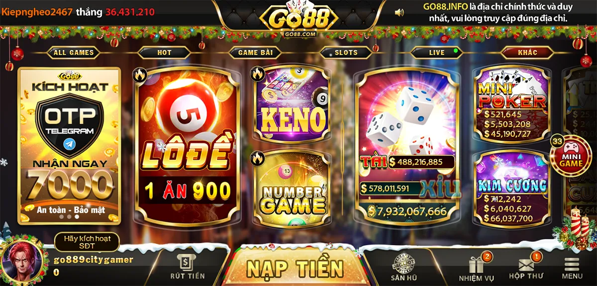 Go88 có nhiều thể loại game online hấp dẫn