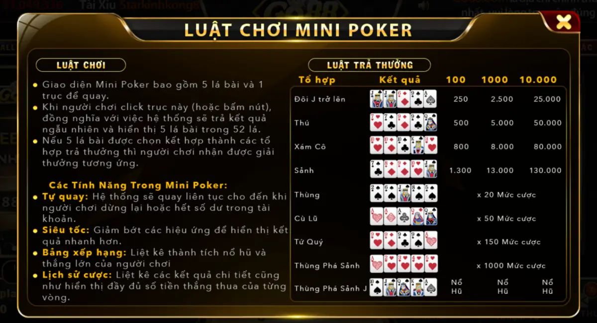 Mini Game Poker Go88