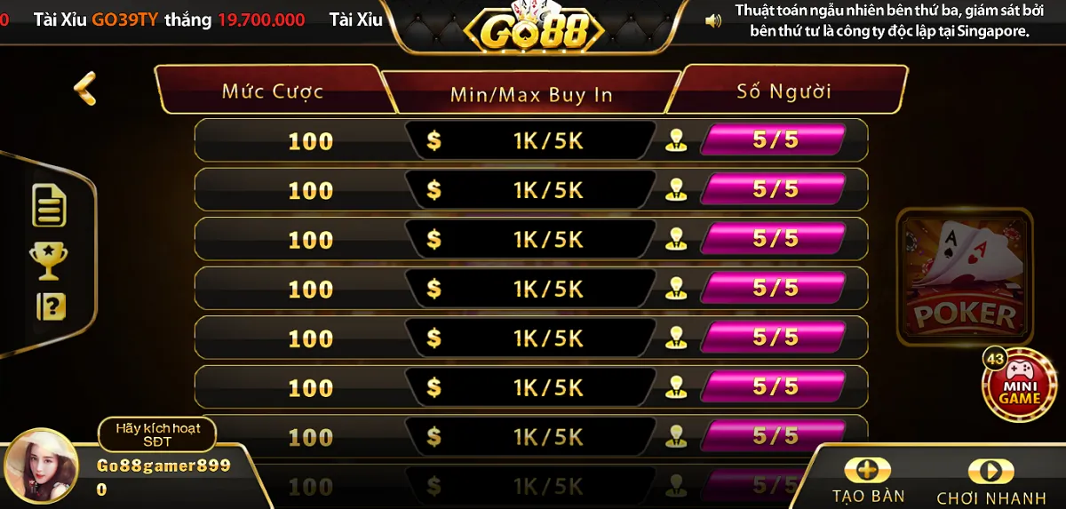 Chia sẻ đôi nét về game bài Poker Go88 online