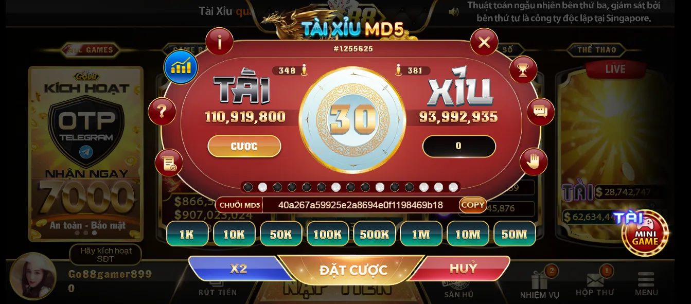 Giới thiệu về game Tài Xỉu MD5 tại cổng game Go 88