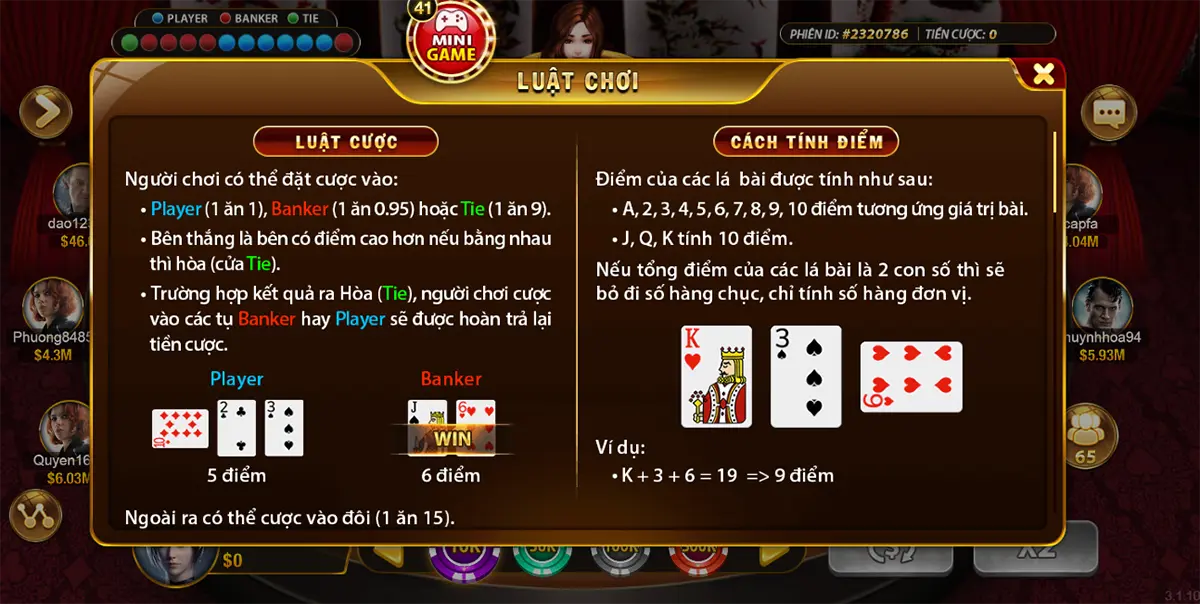 Quy tắc rút bài trong luật chơi Baccarat