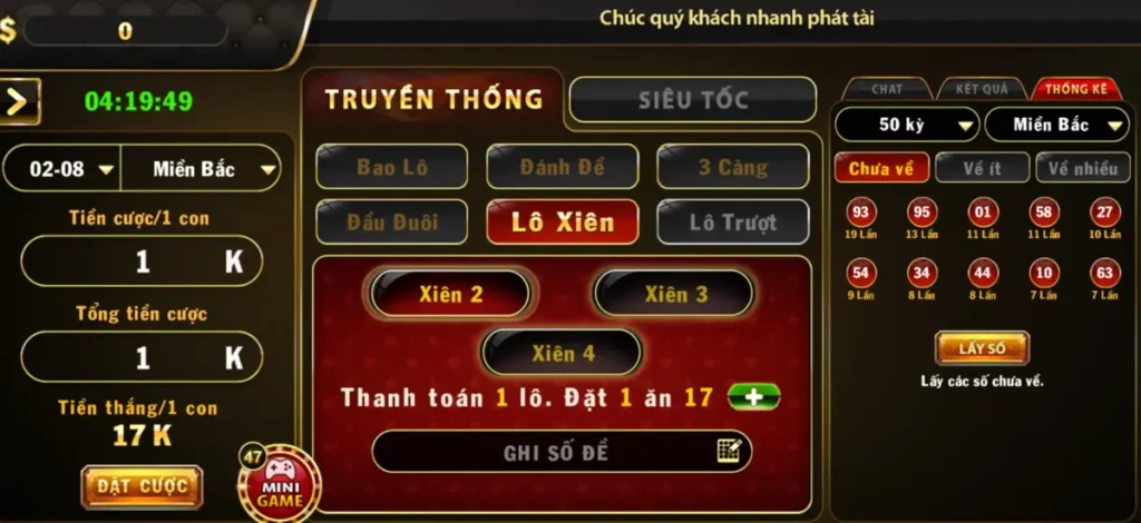 Hình thức cược xiên trong lô đề siêu tốc Go88