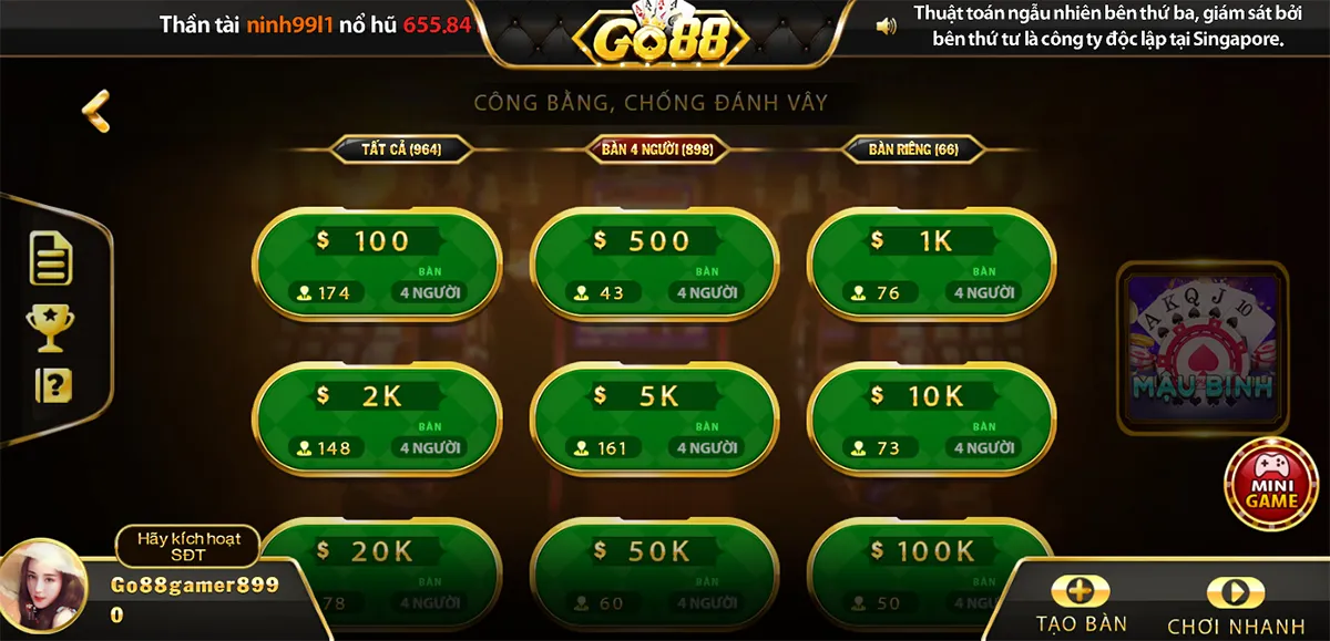 Những thay đổi mới của Mậu binh game bài đổi thưởng Go88