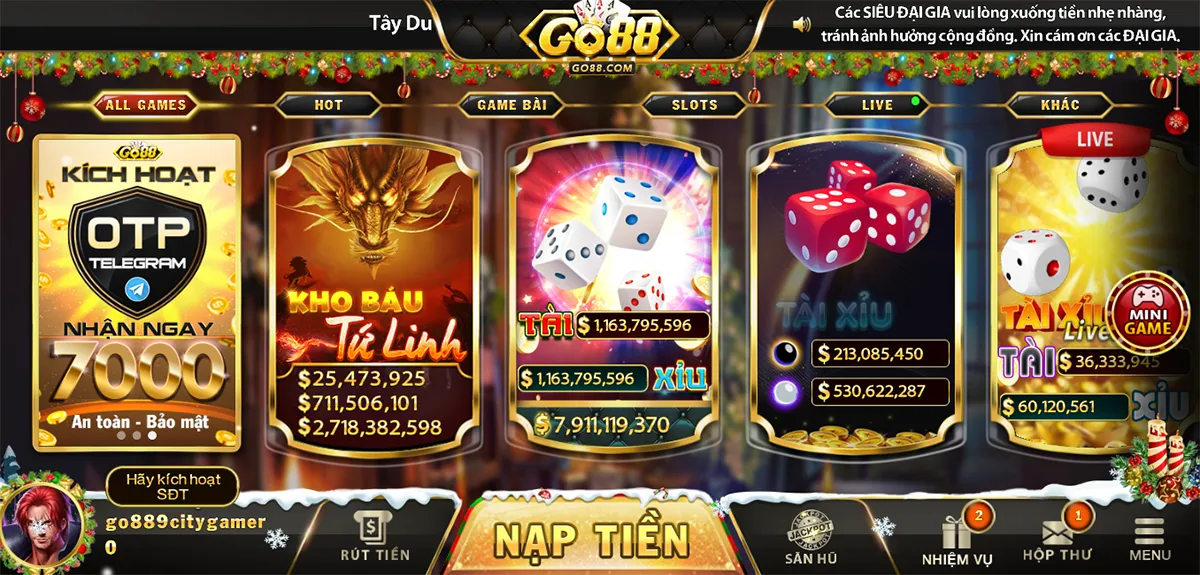 Thế mạnh của cổng game tài xỉu xanh chín Go88